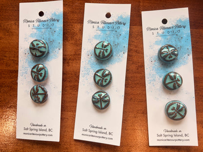 3 Turquoise Dragonfly Shank Buttons | 5/8”