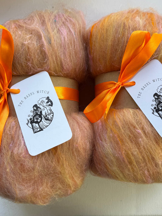 California Poppies Batt | BFL, Merino, Bamboo, Sari Silk
