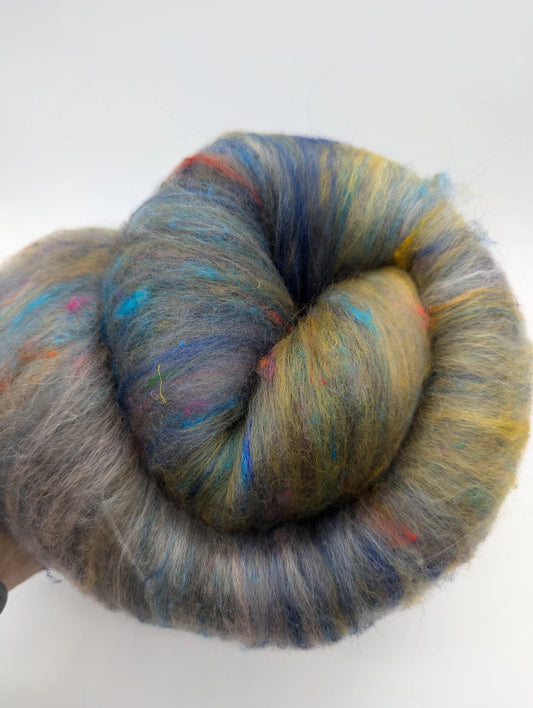 Merino/Cashmere/Mulberry Silk/Sari Silk  | Batt | 100g