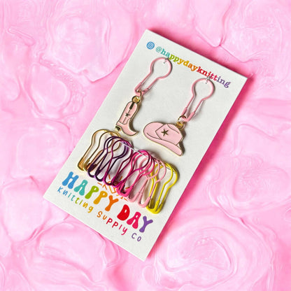Cowgirl Boot & Hat Stitch Markers with Bulb Pins #2