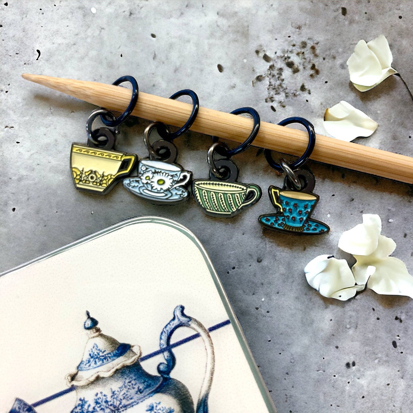 Tea Set | Stitch Markers | Enamel