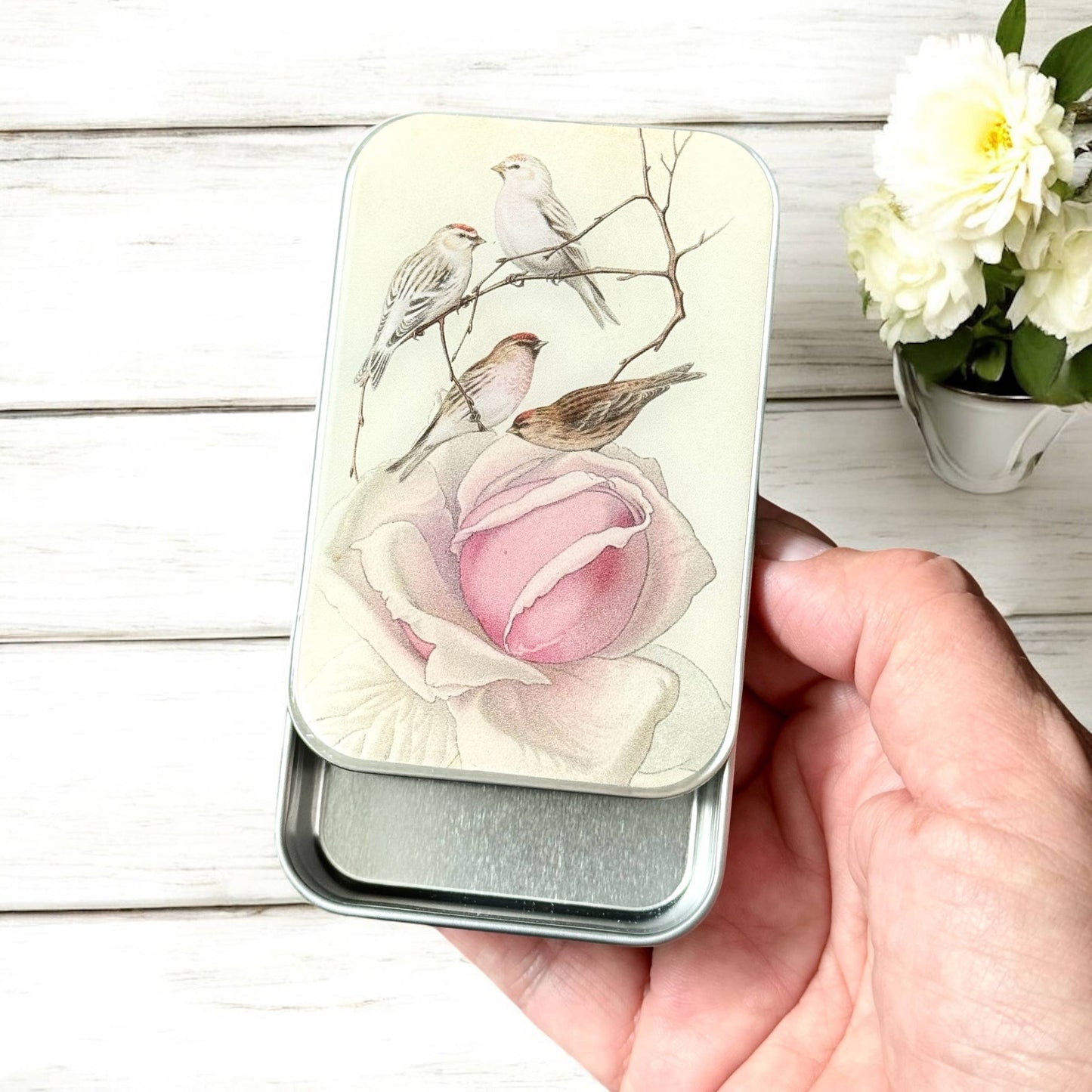 Vintage Rose & Birds | Notions Tin (Large)
