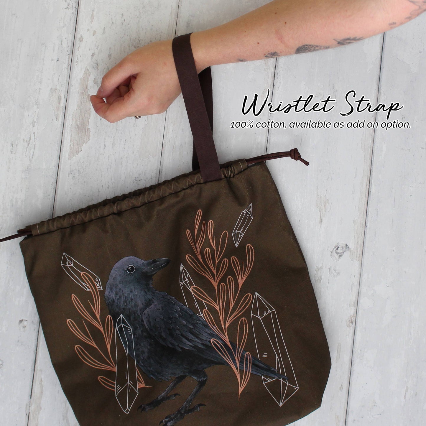 Bruno (Winter) the Brown Bear | Project Bag | Drawstring Bag