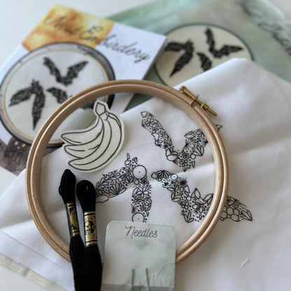 Floral Bat Embroidery Kit