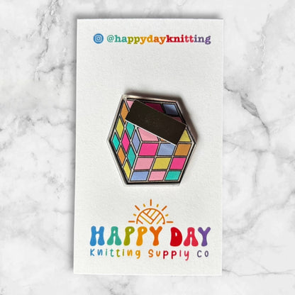 Rubiks Cube Retro Needle & Stitch Marker Minder