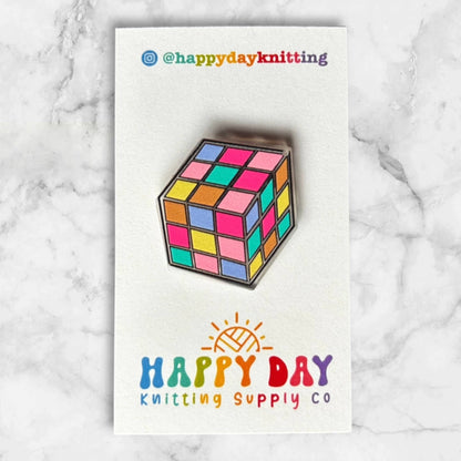 Rubiks Cube Retro Needle & Stitch Marker Minder