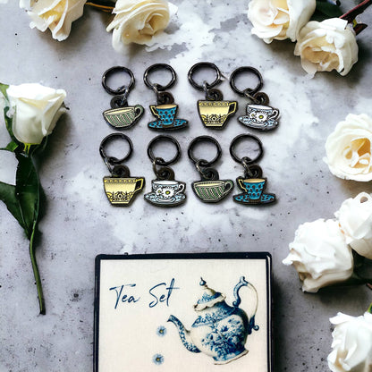 Tea Set | Stitch Markers | Enamel
