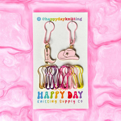 Cowgirl Boot & Hat Stitch Markers with Bulb Pins #2