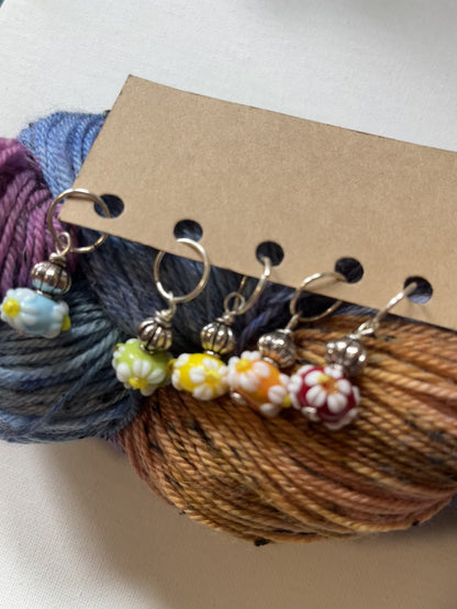 Floral | Stitch Markers | Lampwork Glass