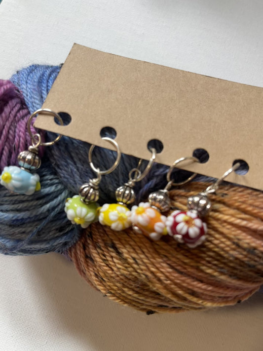 Floral | Stitch Markers | Lampwork Glass