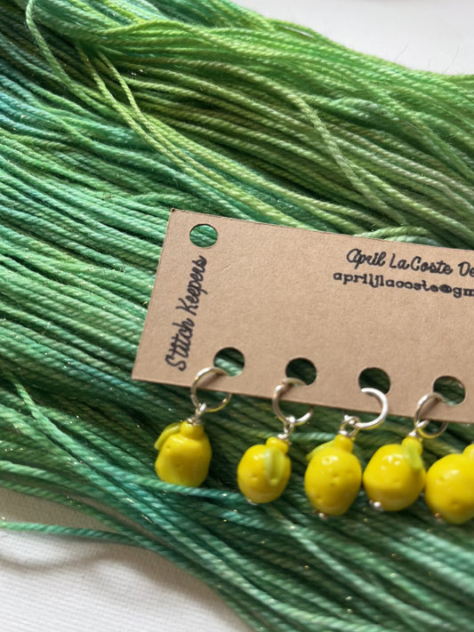 Lemon | Stitch Markers | Lampwork Glass