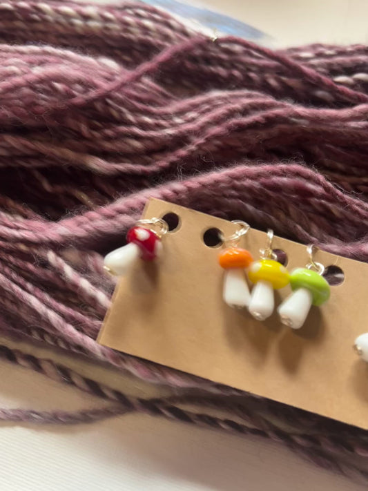 Mushroom | Stitch Markers | Lampwork Glass