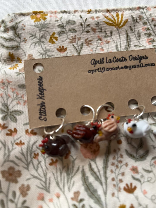 Chicken | Stitch Markers | Lampwork Glass